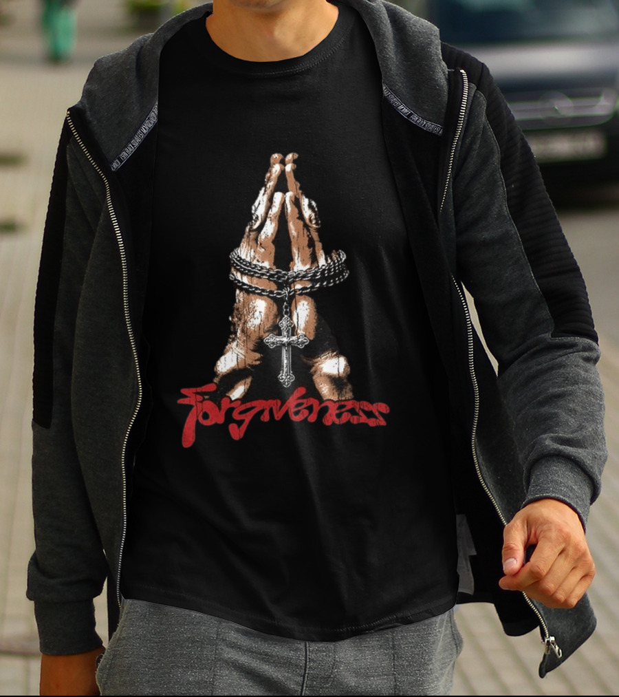 Forgiveness Praying Hands Crucifix Necklace T-Shirt