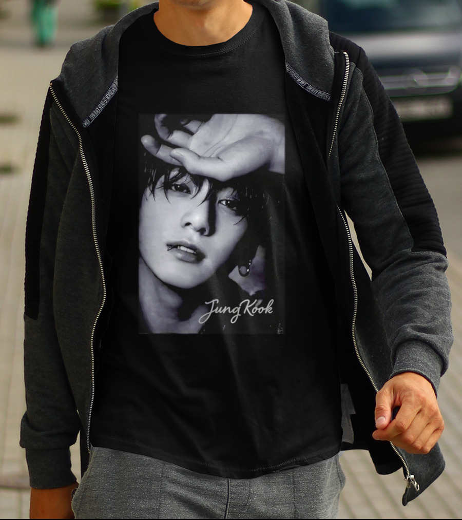 Jungkook BTS Iconic Style Black And White T-Shirt