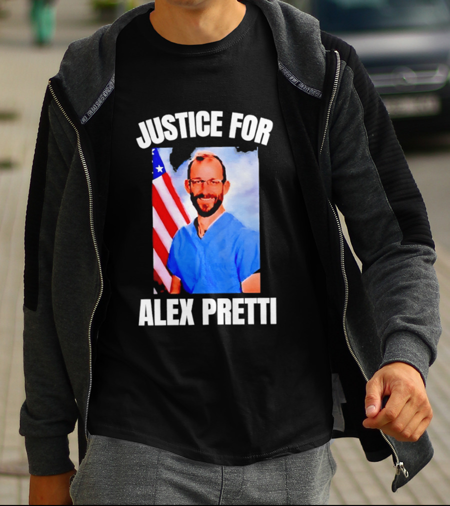 Justice For Alex Pretti American Flag T-Shirt
