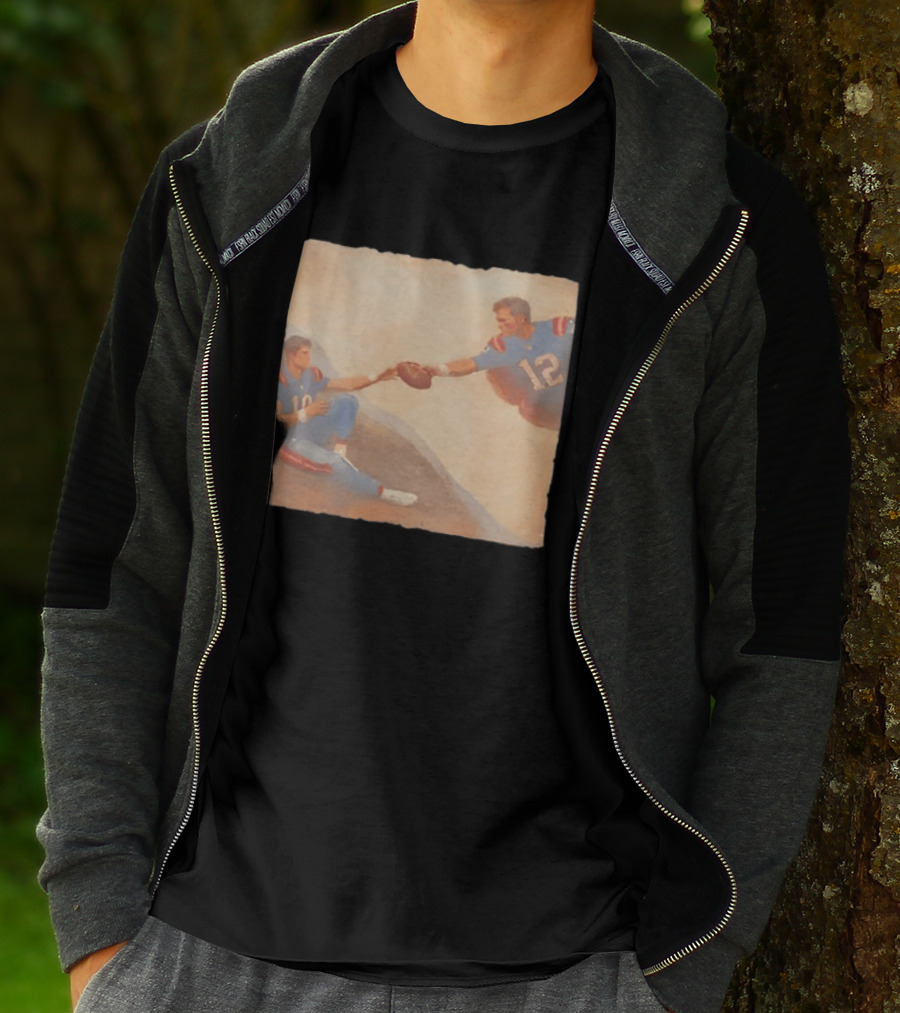 The Creation Of Tom Brady Passing Football To Drake Maye T-Shirt