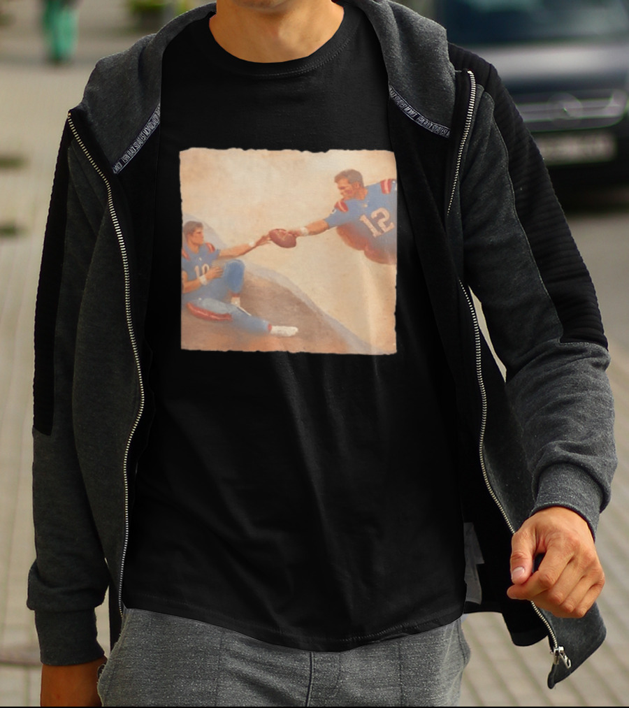 The Creation Of Tom Brady Passing Football To Drake Maye T-Shirt