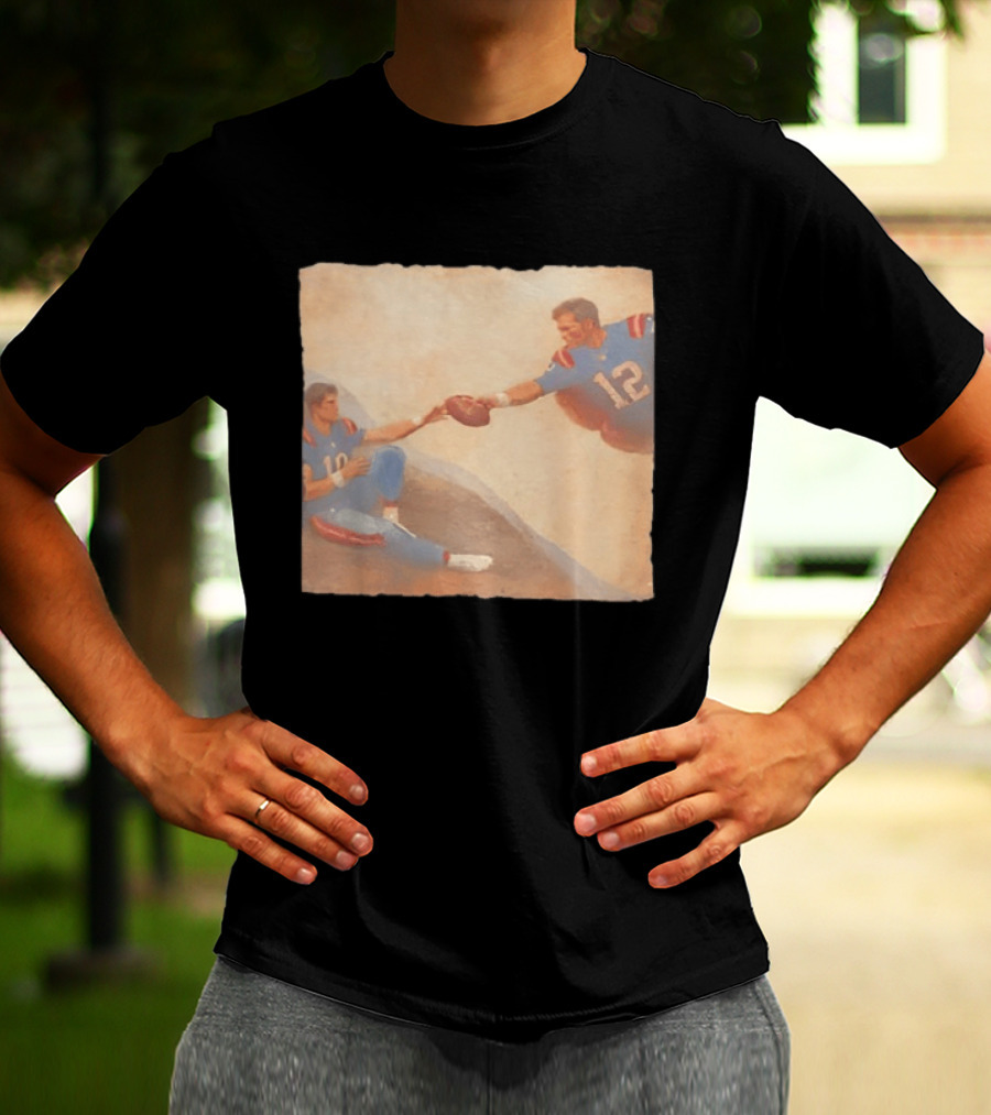 The Creation Of Tom Brady Passing Football To Drake Maye T-Shirt