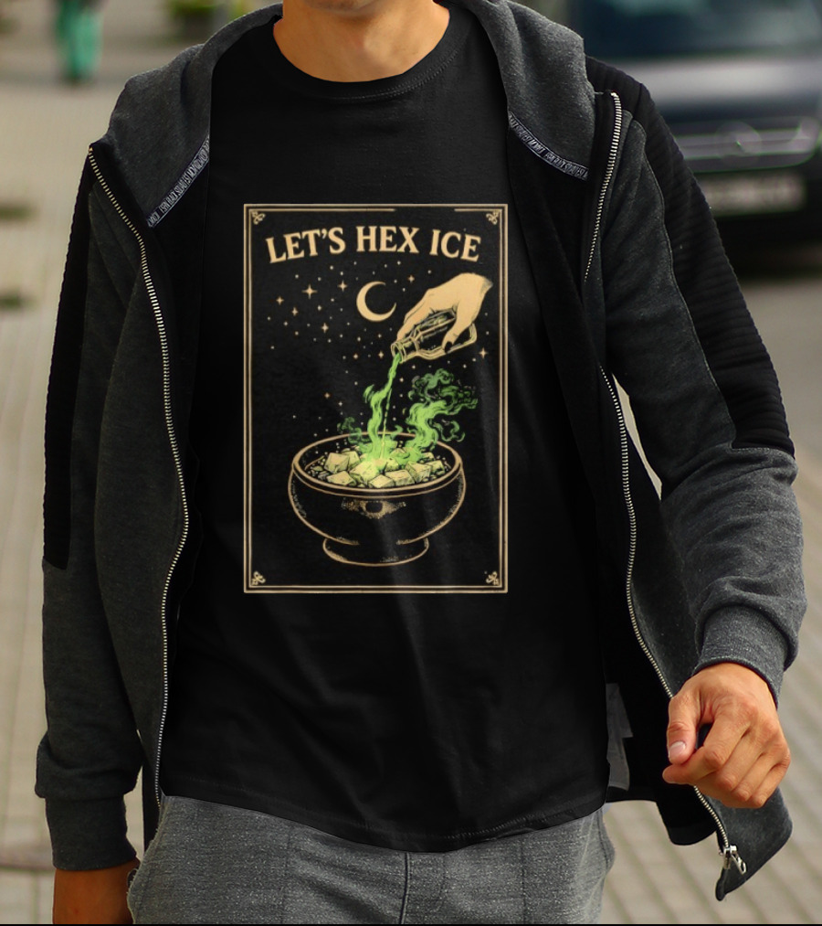 Let's Hex ICE Activist Witchy Protest Magic Potion Moon Stars T-Shirt
