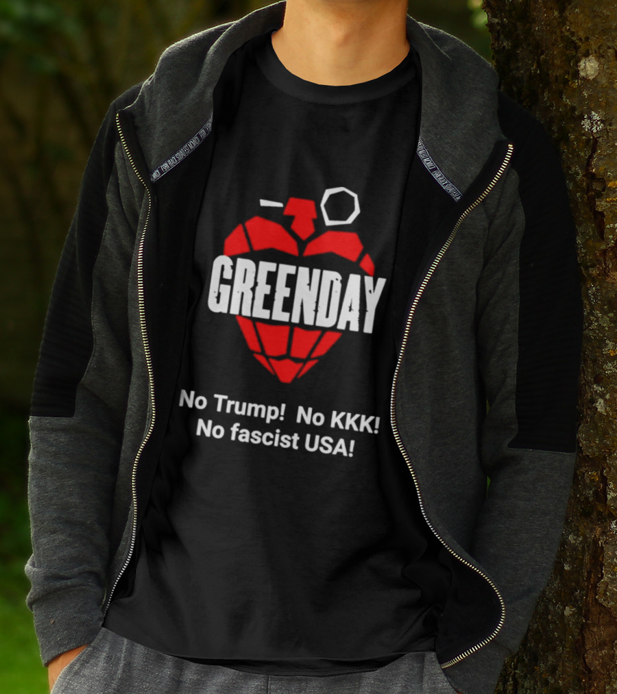 Green Day No Trump No KKK No Fascist USA Grenade Heart T-Shirt
