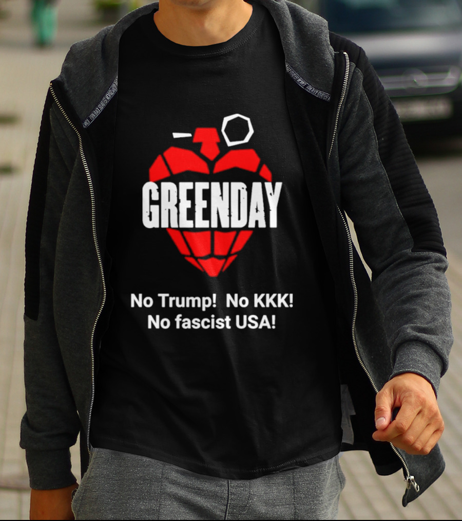 Green Day No Trump No KKK No Fascist USA Grenade Heart T-Shirt