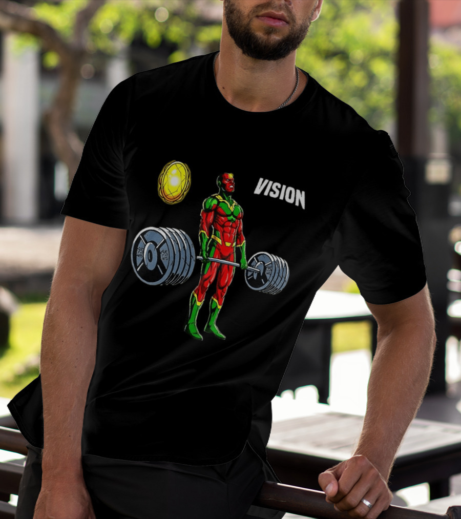 Vision Superhero Lifting Weights Gym Motivation T-Shirt