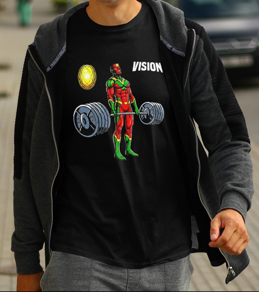 Vision Superhero Lifting Weights Gym Motivation T-Shirt
