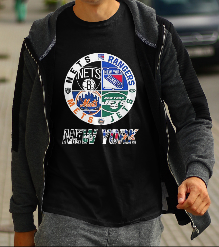 New York Nets Rangers Jets Mets Sports Team Mashup T-Shirt