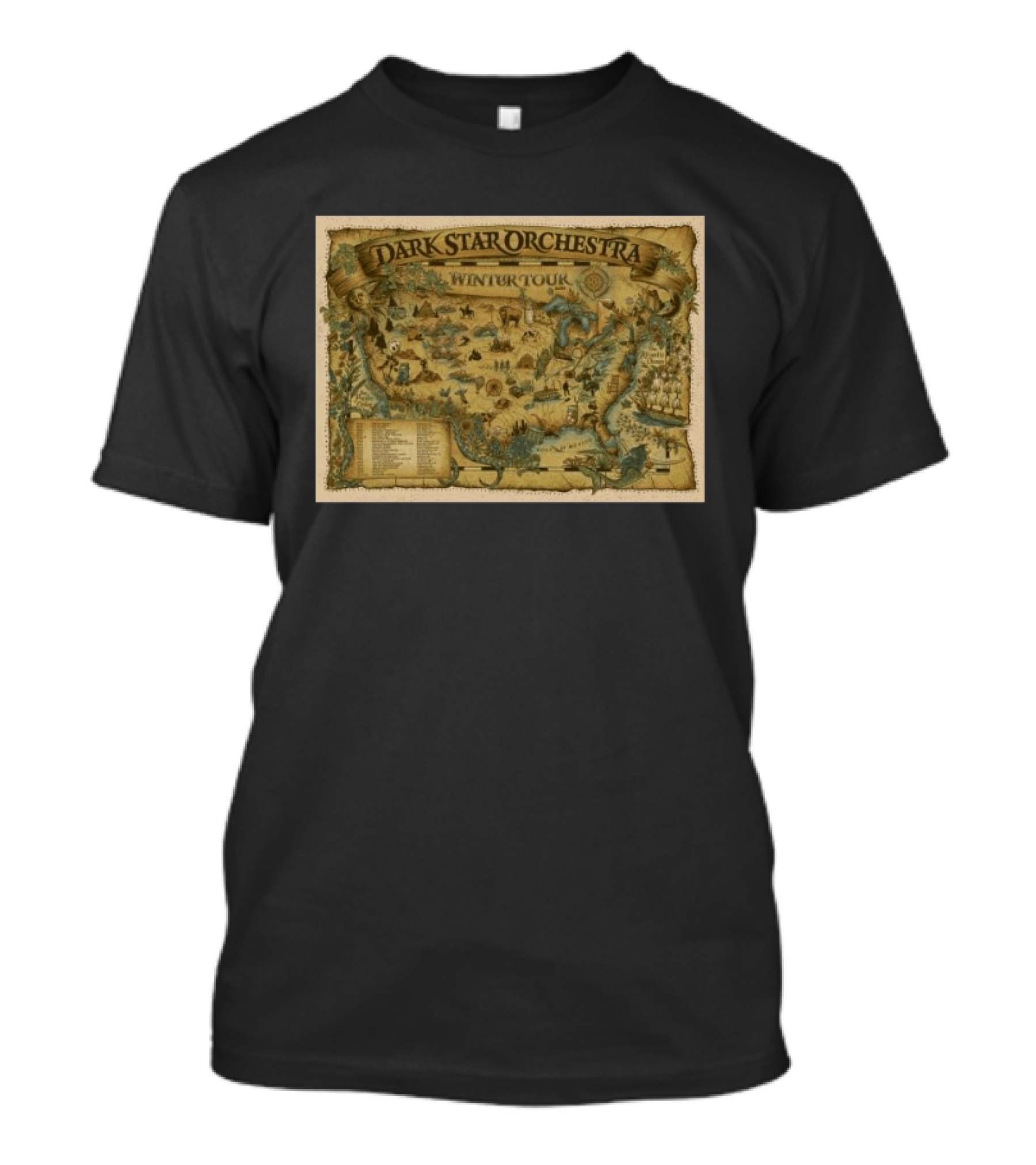 Dark Star Orchestra Winter Tour 2026 Vintage Map With Tour Dates T-Shirt