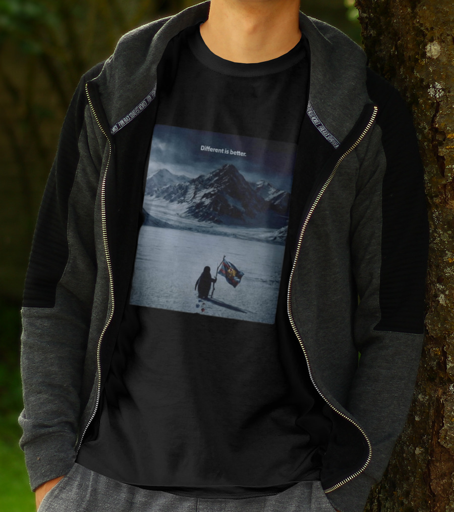 Barcelona Nihilist Penguin Different Is Better Flag Mountain Scene T-Shirt