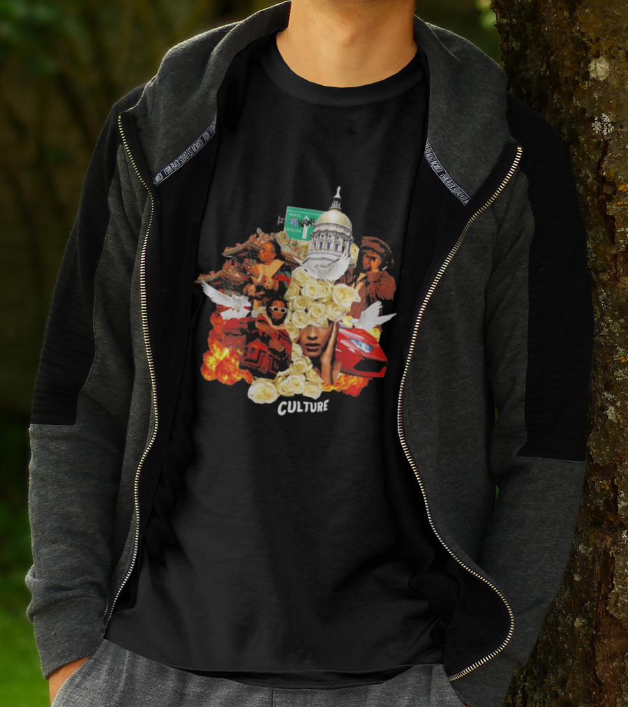 Bravado Migos Culture Album Cover Atlanta Capitol Roses Collage T-Shirt