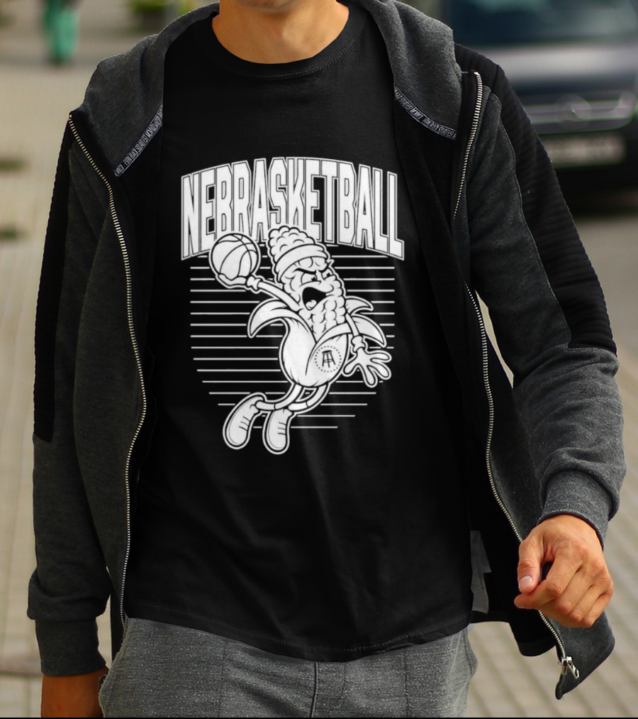 Corn Basketball Playful Cartoon Mascot Dunking T-Shirt