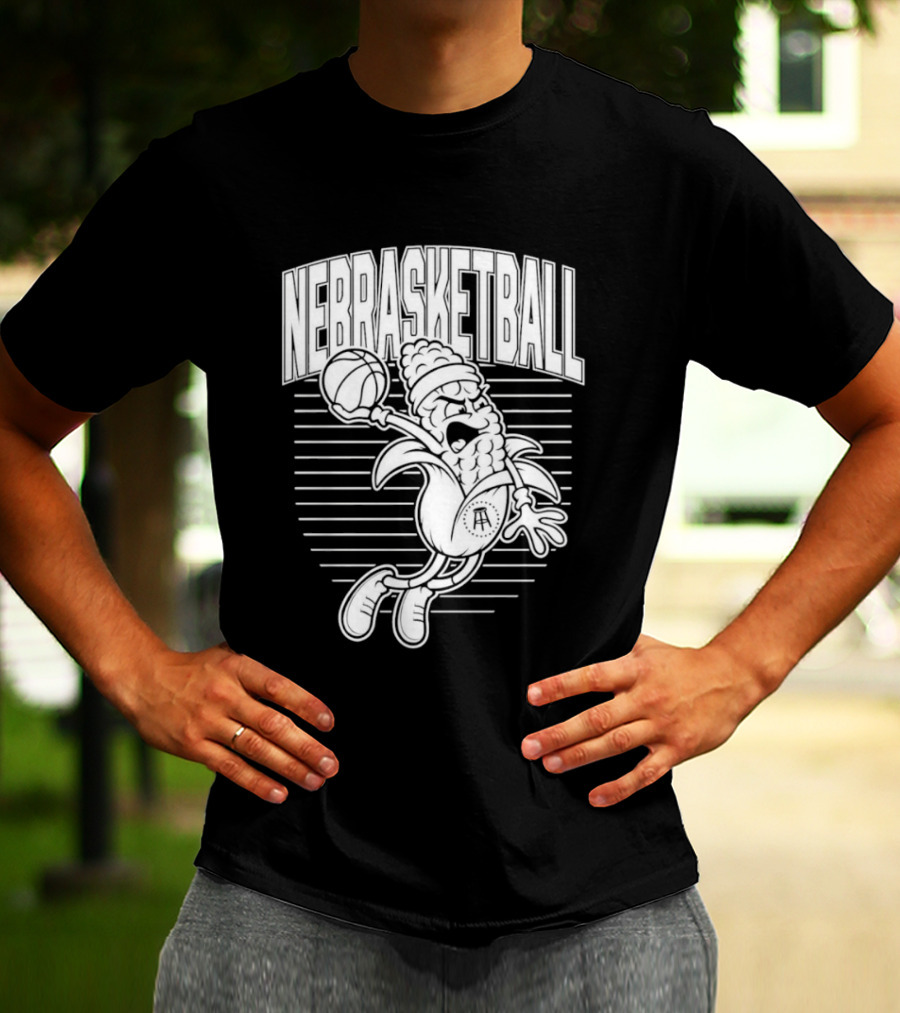 Corn Basketball Playful Cartoon Mascot Dunking T-Shirt