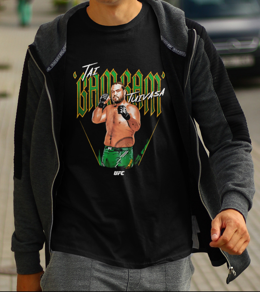 Tai Tuivasa Bam Bam UFC Fighter Green Gloves T-Shirt