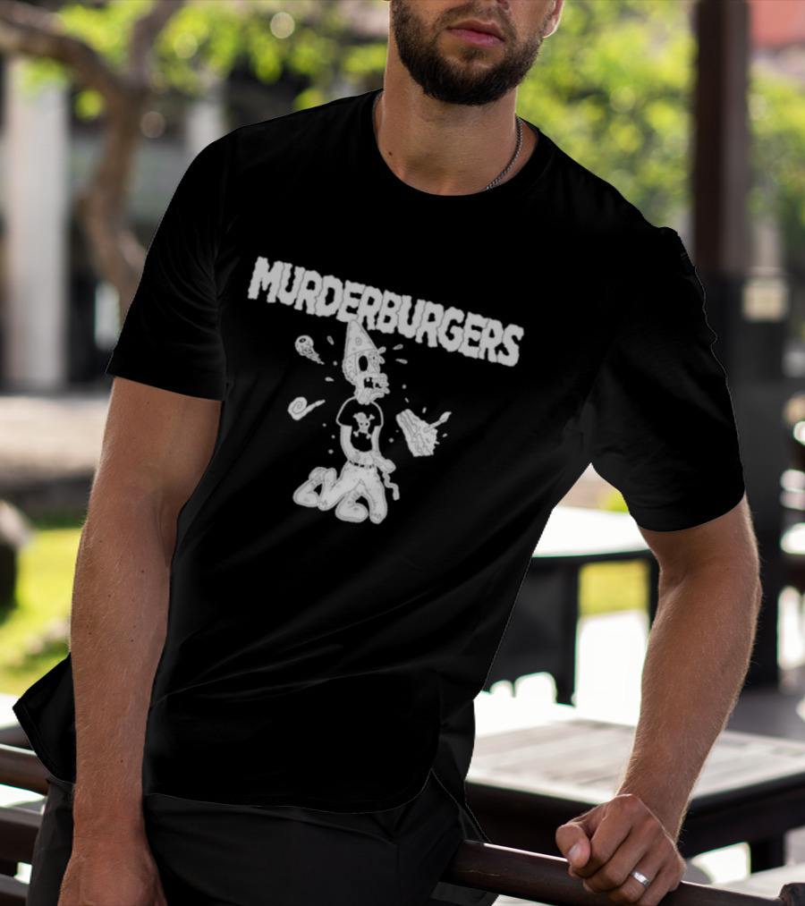 The Murderburgers Pizza Skull Character Celebrating 35 Years T-Shirt