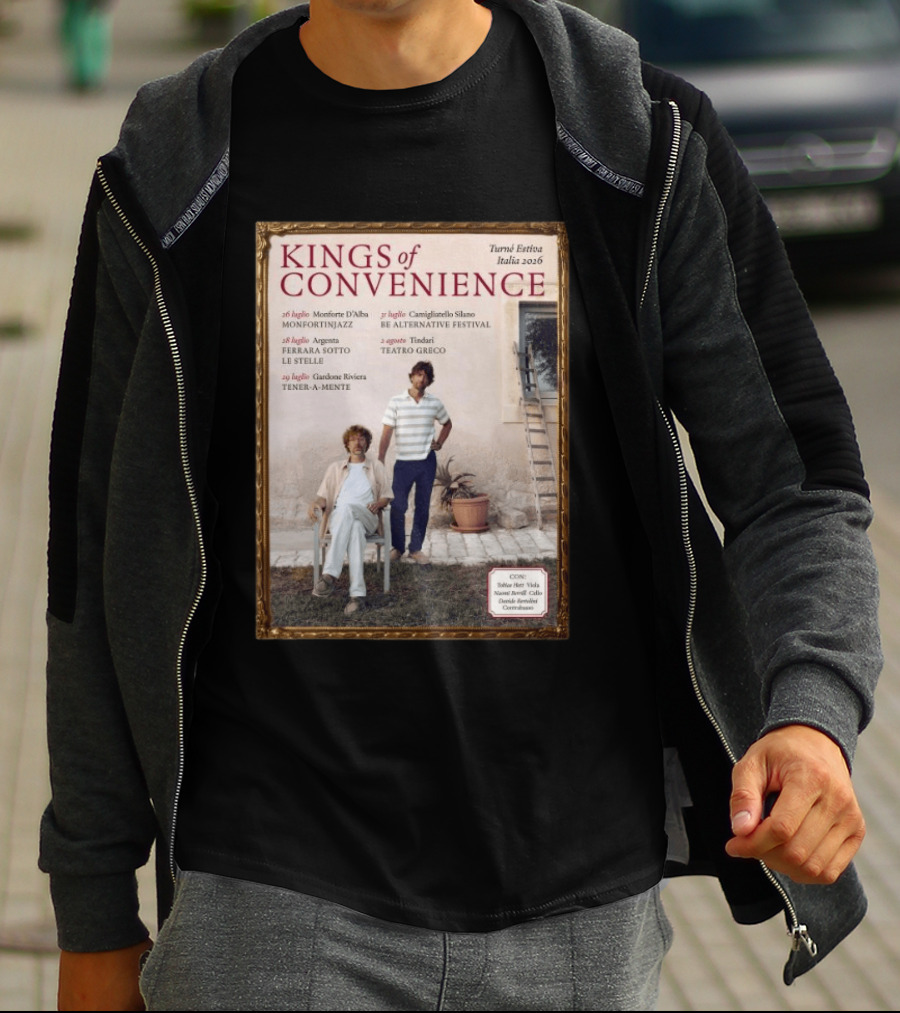 Kings Of Convenience Turne Estiva Italia 2026 Monfortinjazz Ferrara Tener A Mente Teatro Greco Festival T-Shirt