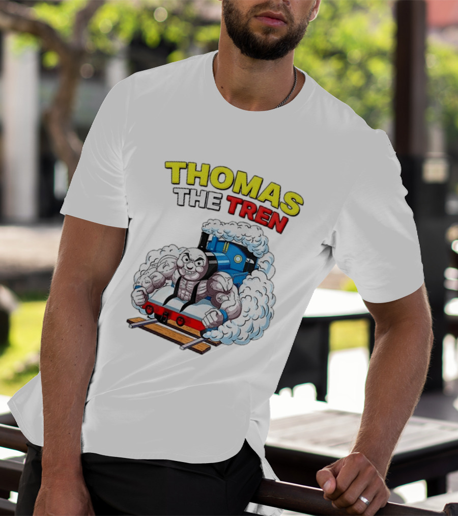 THOMAS THE TREN Cartoon Muscular Engine Puffing Steam T-Shirt