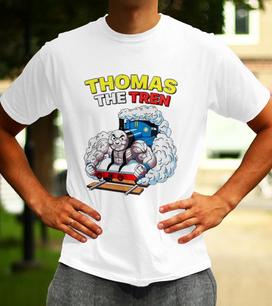 THOMAS THE TREN Cartoon Muscular Engine Puffing Steam T-Shirt