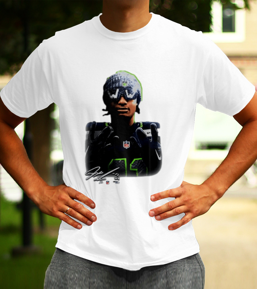 Jaxon Smith Njigba Seattle Seahawks Beanie Bling WW Sunglasses NFL Player Signature T-Shirt