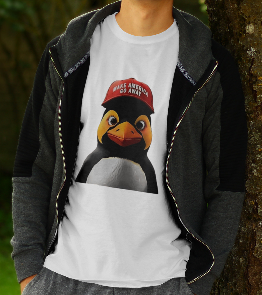 Make America Go Away Red Hat Penguin Iconic Humor T-Shirt