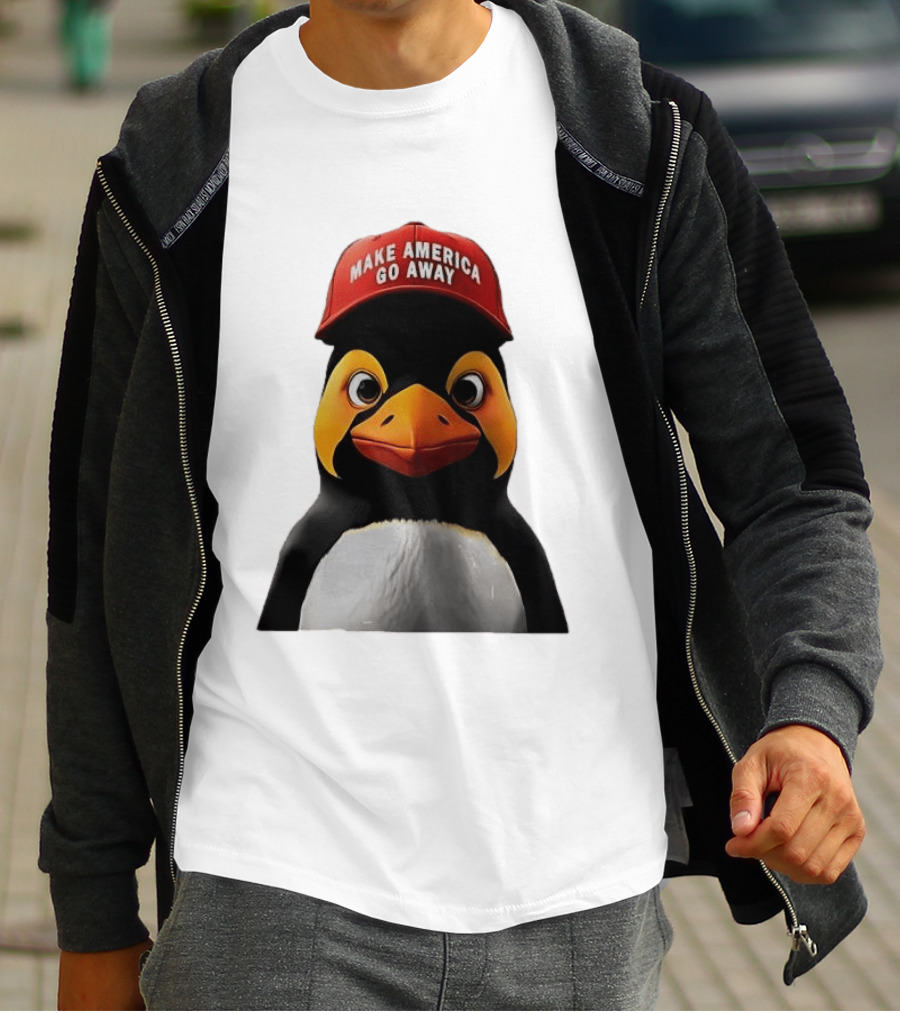 Make America Go Away Red Hat Penguin Iconic Humor T-Shirt