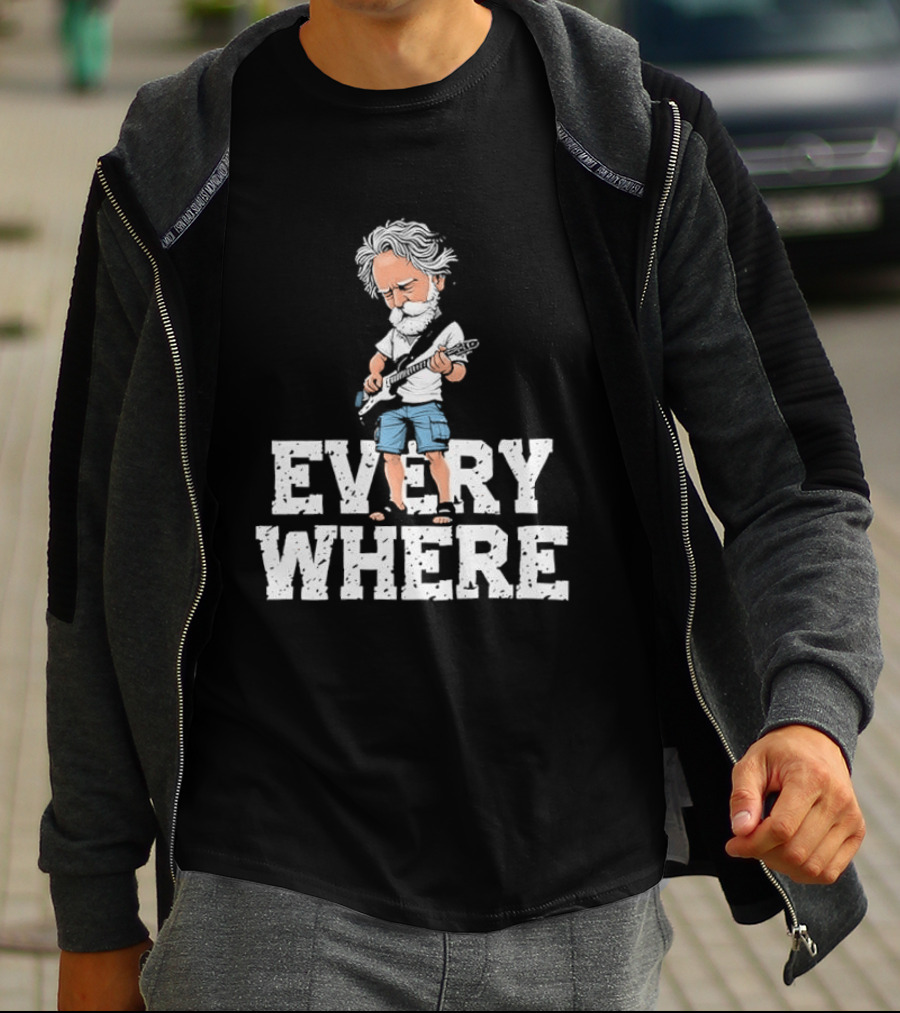 Bob Weir Grateful Dead Everywhere Character With Guitar T-Shirt