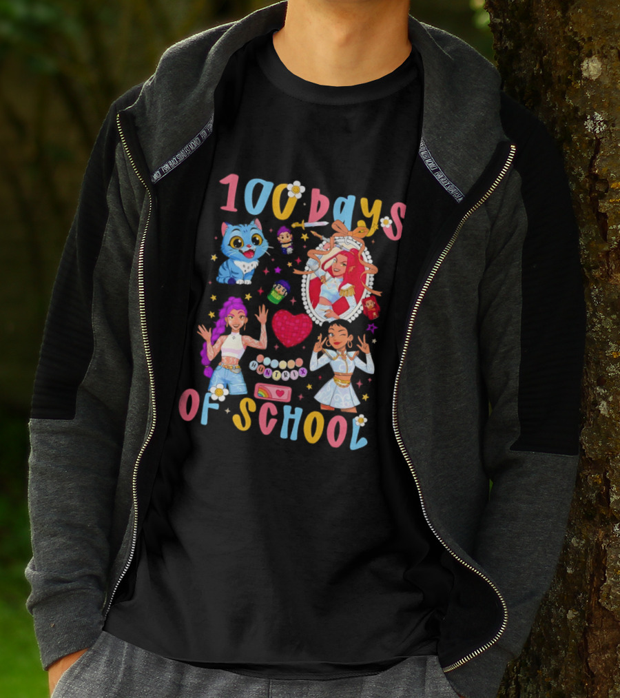 100 Days Of School Colorful Kpop Style Celebration T-Shirt