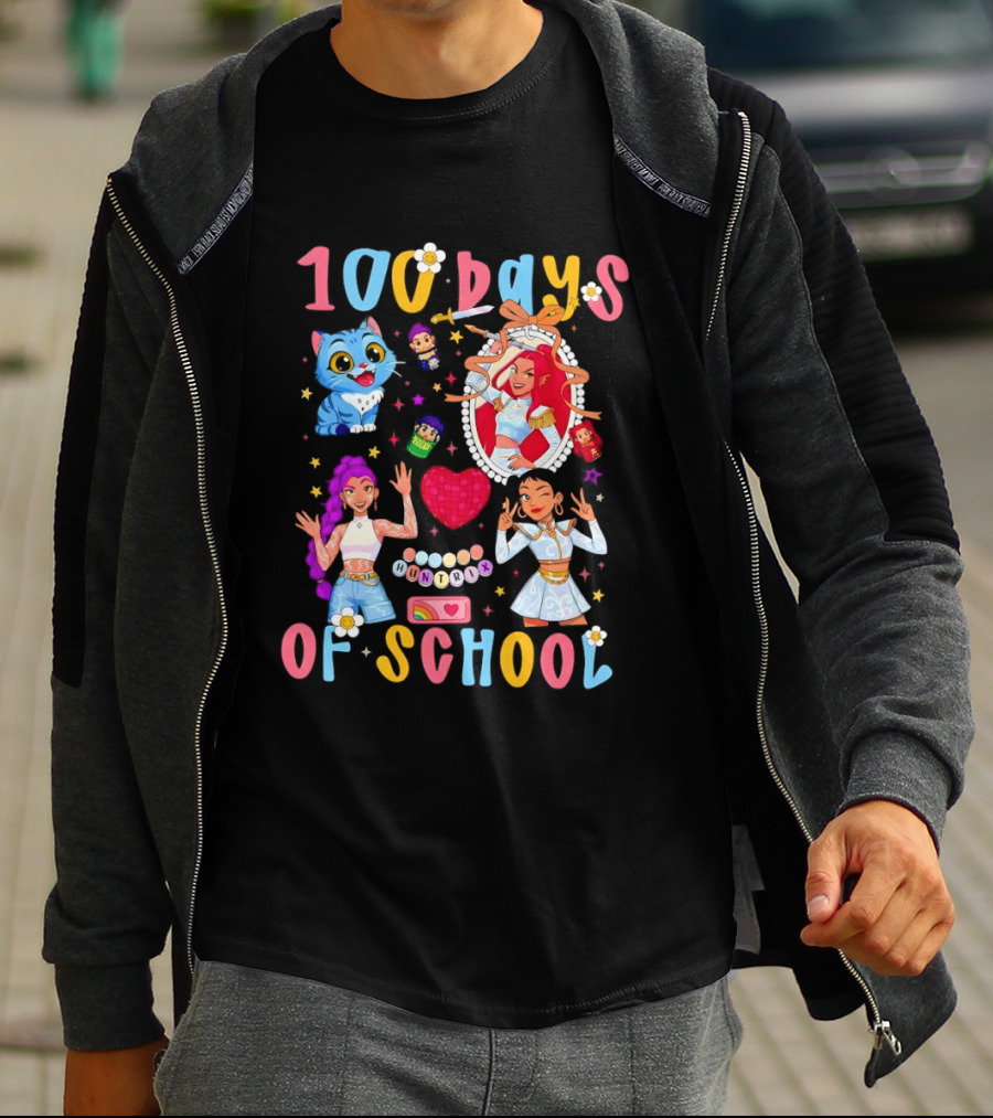 100 Days Of School Colorful Kpop Style Celebration T-Shirt