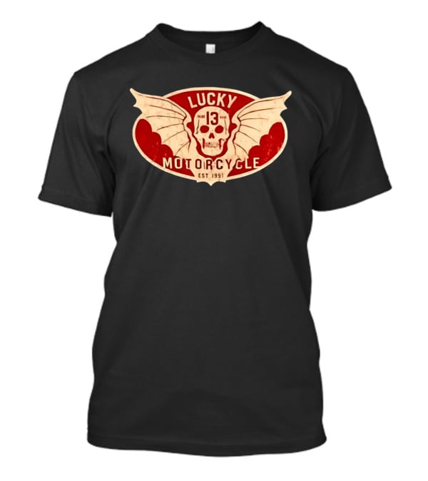 Lucky 13 Motorcycle Winged Skull Est 1991 T-Shirt