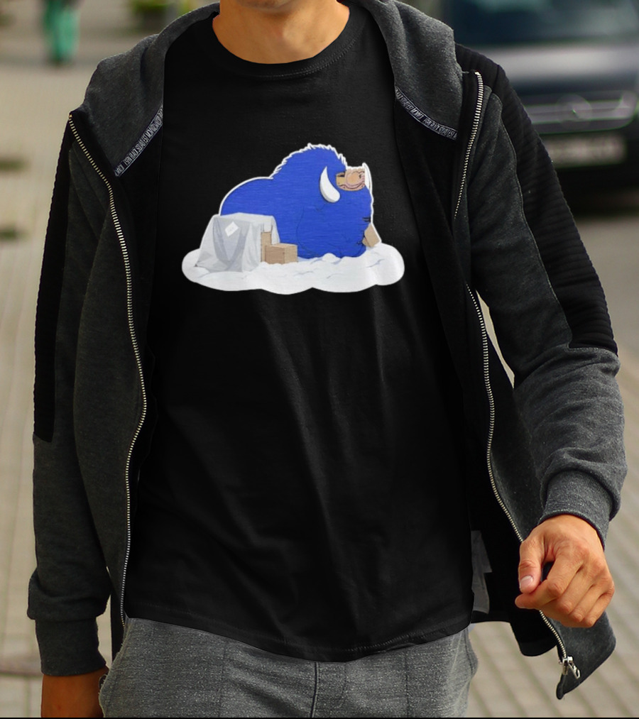 Fredrick The Bison Cozy Blue Fluffy Character By Tom Grossi T-Shirt