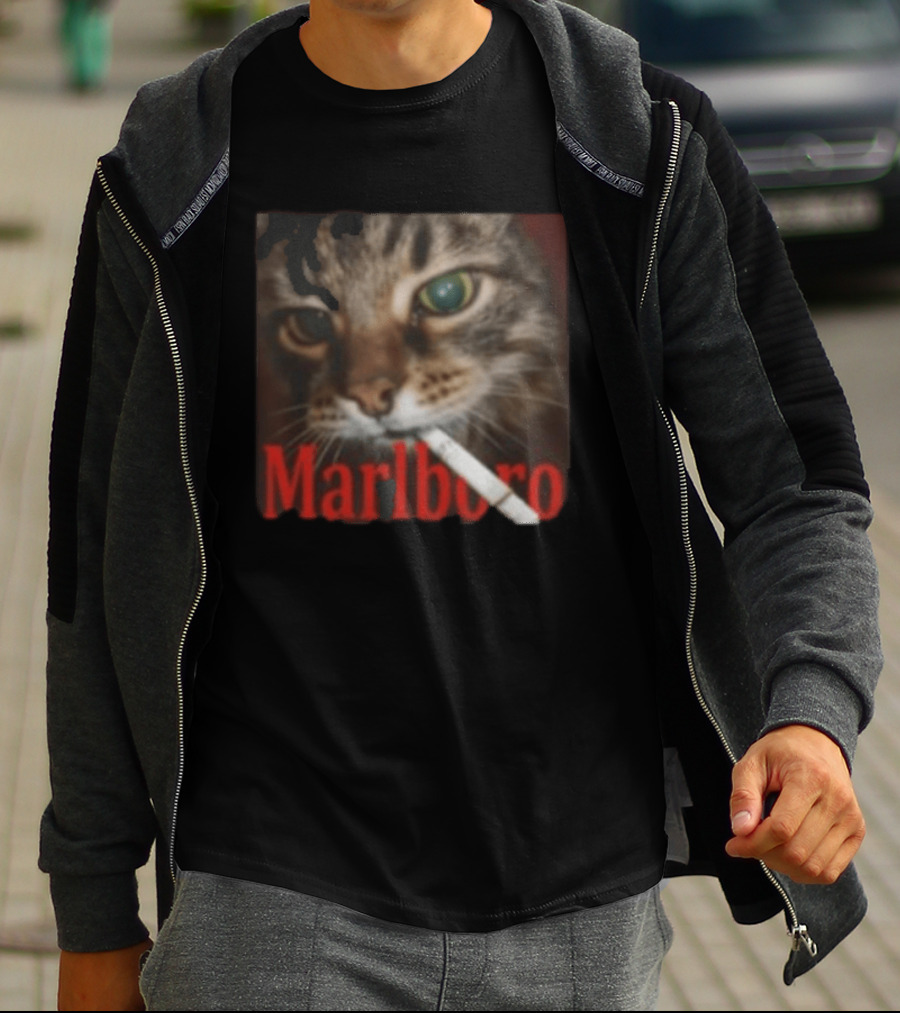 Marlboro Cat Smoking Image T-Shirt