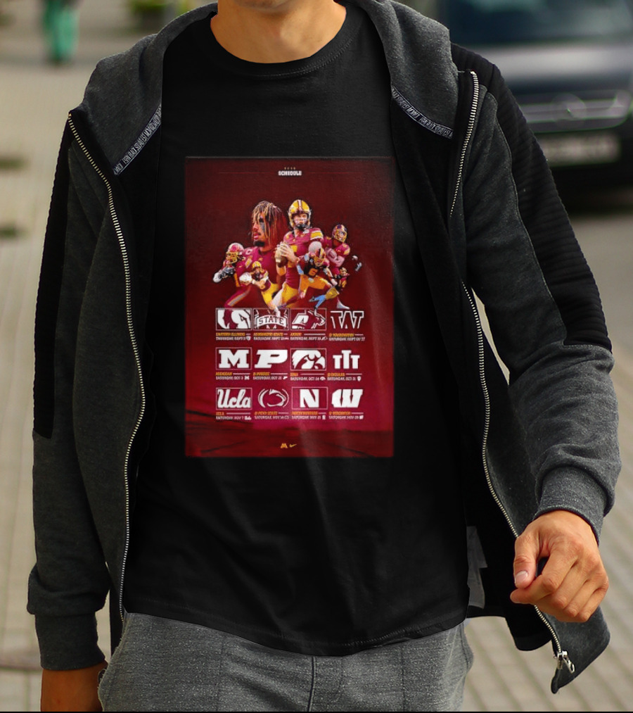 Minnesota Golden Gophers 2026 NCAA Football Schedule Indiana Illinois Purdue Iowa Michigan Northwestern UCLA Penn State T-Shirt