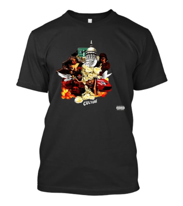 Culture Album Atlanta Hip Hop Imagery With Roses And Flames T-Shirt