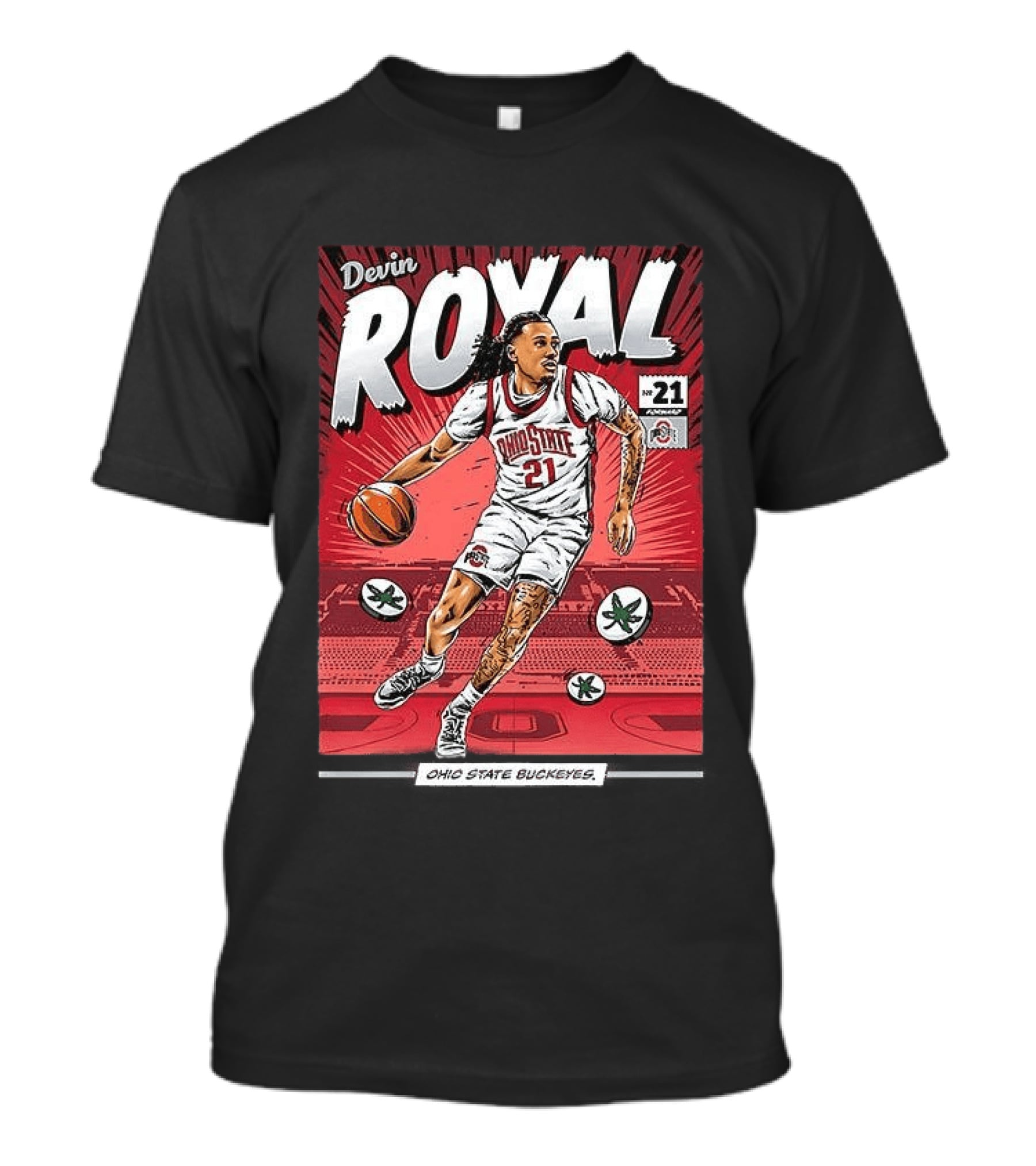 Devin Royal Ohio State Buckeyes Basketball Number 21 Comic T-Shirt