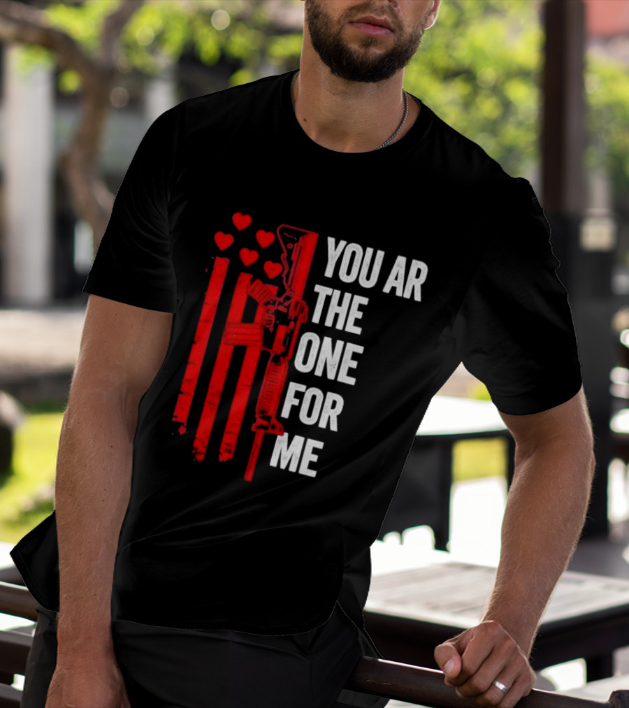 You Ar The One For Me Red Hearts Flag Visual T-Shirt