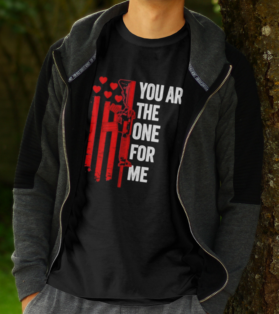 You Ar The One For Me Red Hearts Flag Visual T-Shirt