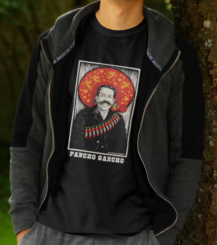 Pancho Gancho Latino Calino Mexican Revolutionary Rose Hat T-Shirt