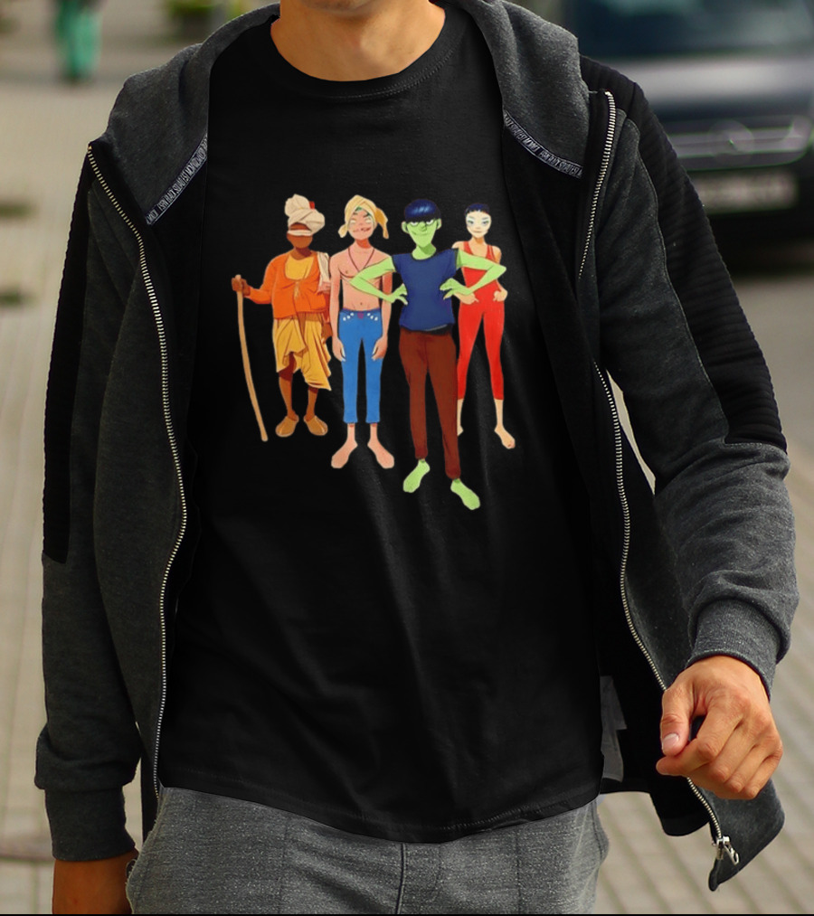 Gorillaz Character Group Mountain Adventure Ensemble T-Shirt