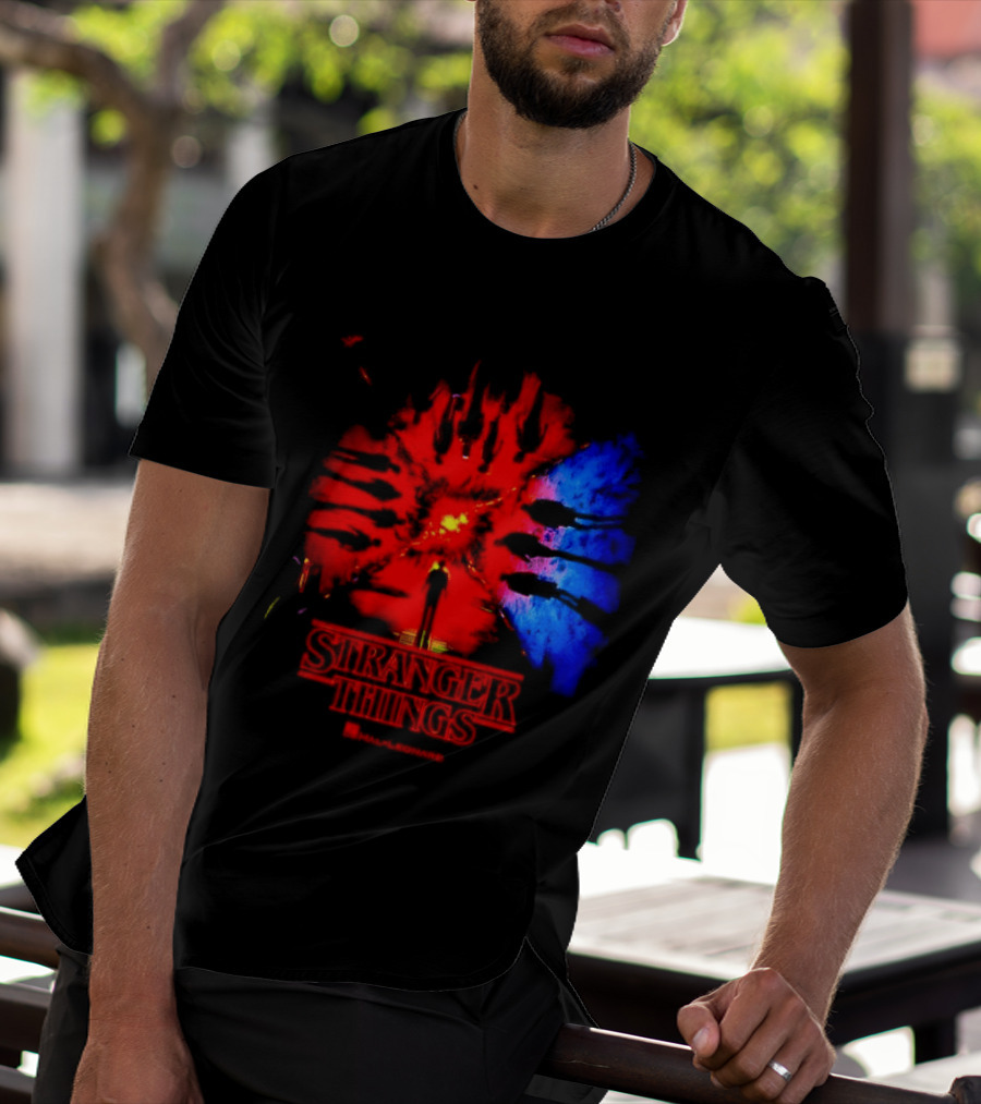 Stranger Things Music From The Netflix Red Blue Monster Burst T-Shirt