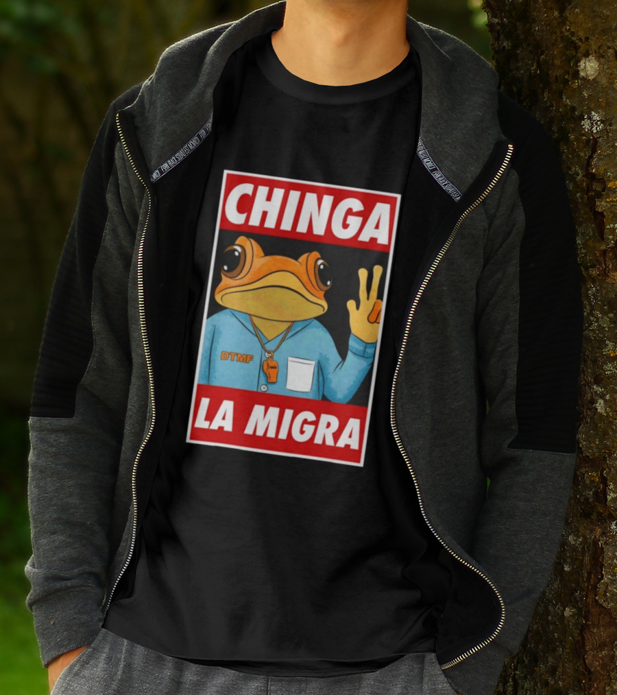 CHINGA LA MIGRA Sapo Concho DTMF Frog Whistle T-Shirt