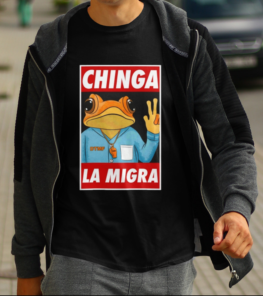 CHINGA LA MIGRA Sapo Concho DTMF Frog Whistle T-Shirt