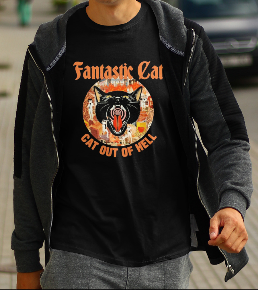 Fantastic Cat Cat Out Of Hell Vintage Rock T-Shirt