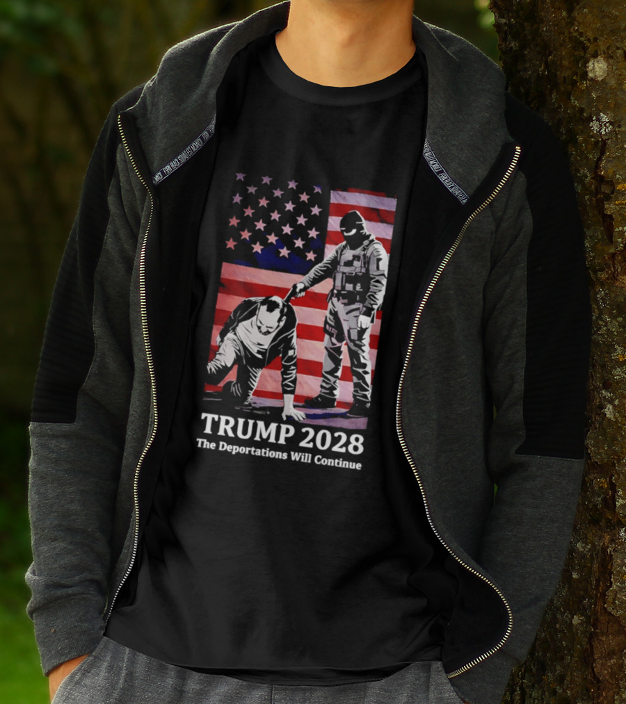 Trump 2028 The Deportations Will Continue American Flag Stars Image T-Shirt