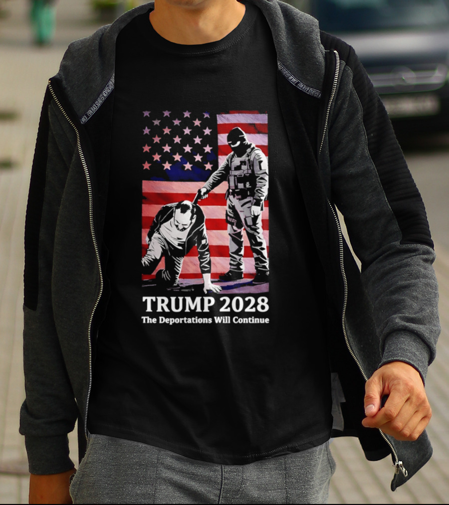 Trump 2028 The Deportations Will Continue American Flag Stars Image T-Shirt