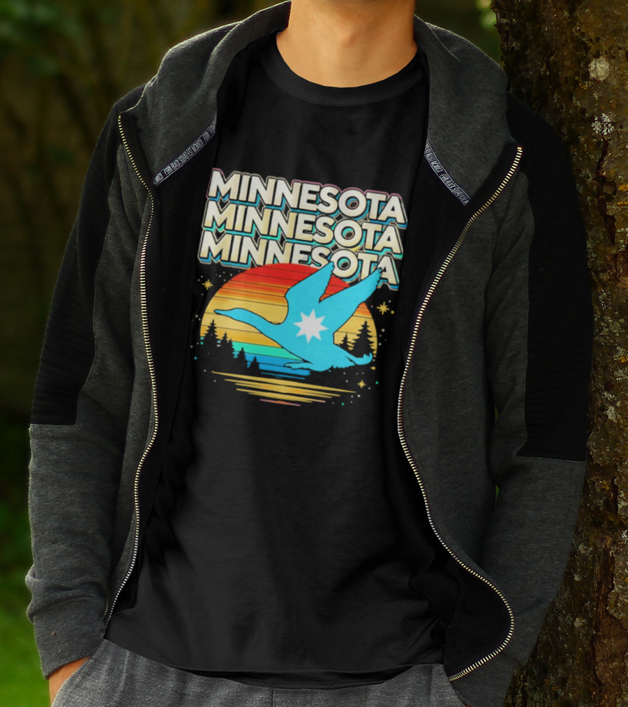 MINNESOTA Resistance 2026 Goose Sunset Forest Scene T-Shirt