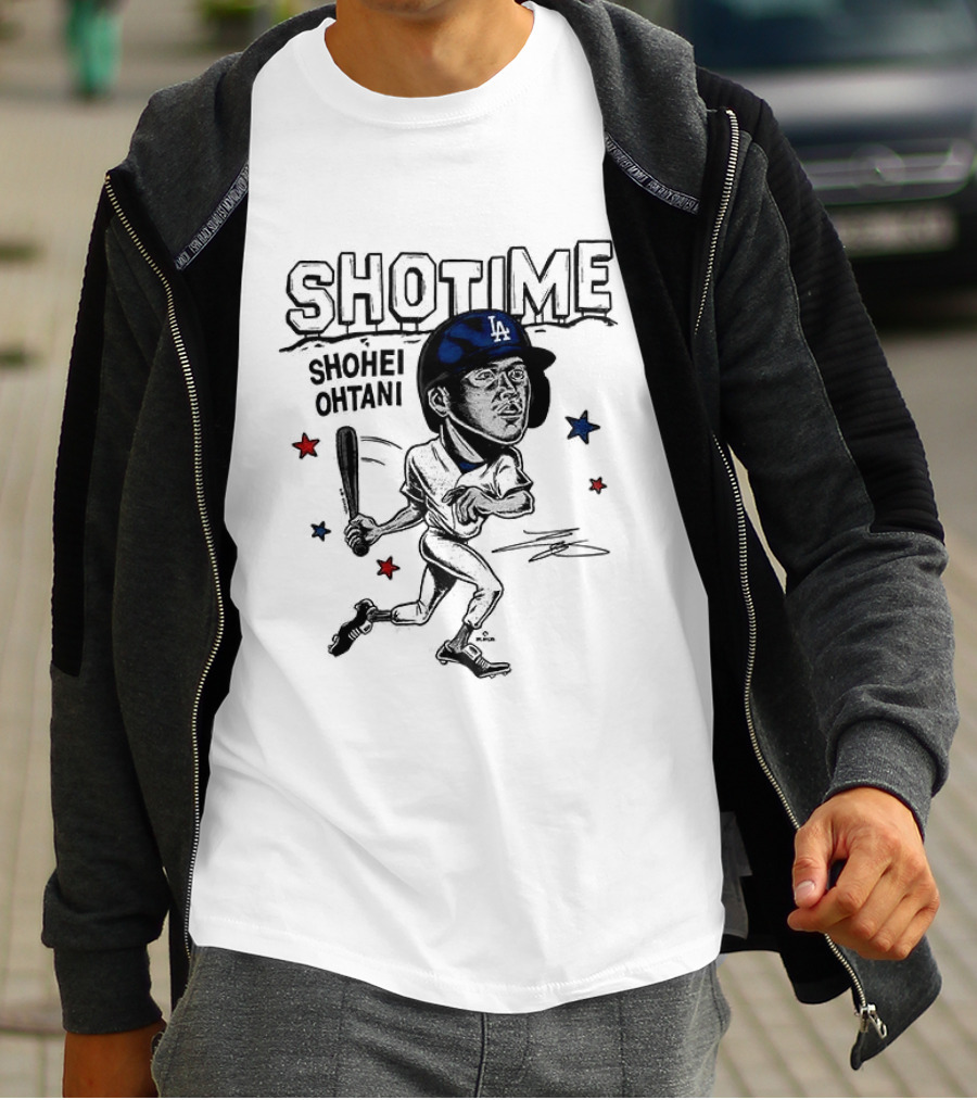 Shohei Ohtani Showtime LA Dodgers Caricature Baseball Star T-Shirt