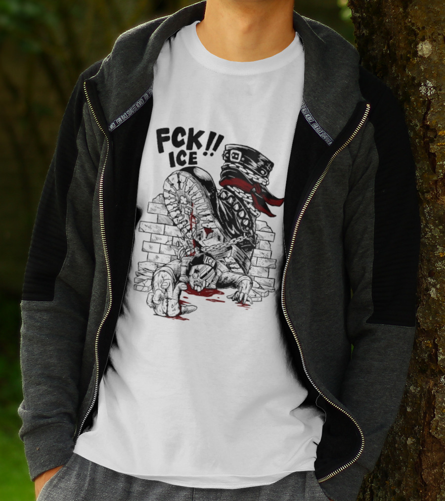 Fck ICE Text With Ice Boot And Bricks T-Shirt