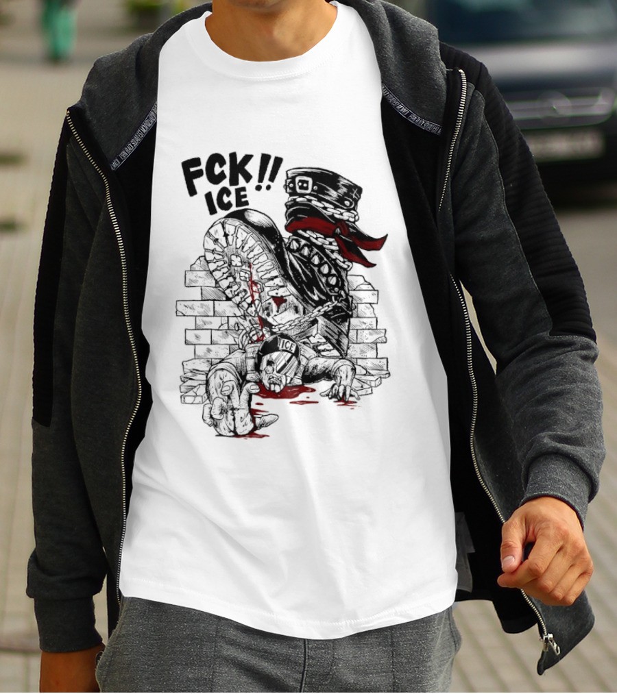 Fck ICE Text With Ice Boot And Bricks T-Shirt