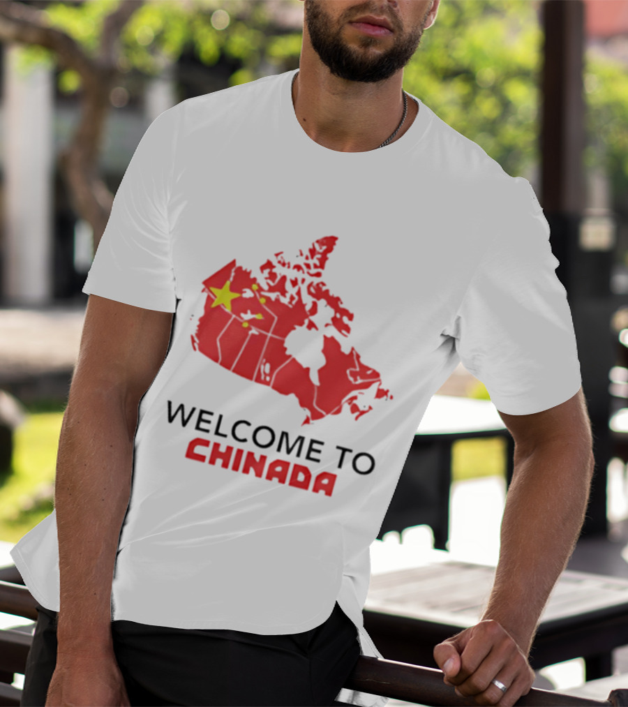 Welcome To Chinada Canada Map Redesign With Bold Text And Yellow Stars T-Shirt