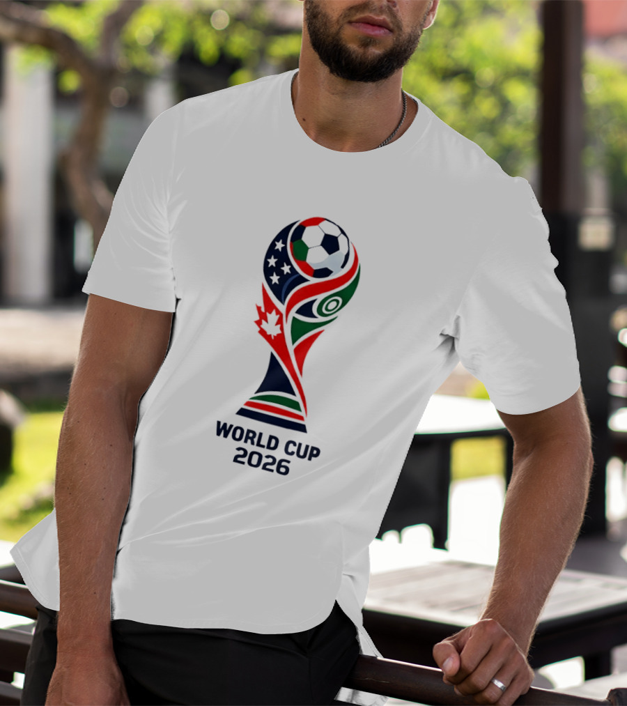 World Cup 2026 Trophy With Soccer Ball And Maple Leaf T-Shirt